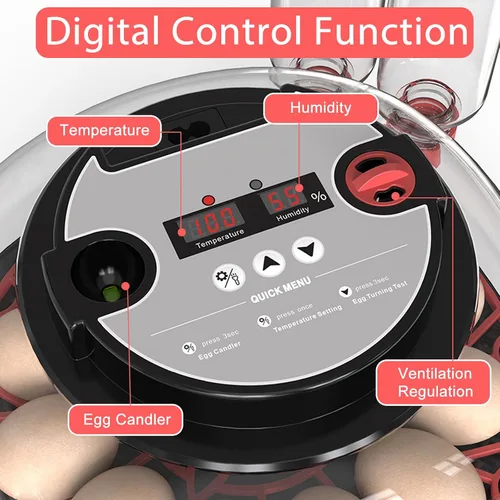 Incubadoras para incubar huevos, incubadora de 12 huevos con giro automático de huevos y control de humedad, vista de 360°