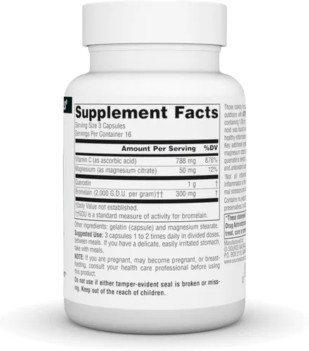 Miniatura 3 de Source Naturals Quercetina activada - Complejo bioflavonoide derivado de plantas - Defensa estacional e inmunológica - 50 cápsulas