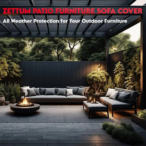 Miniatura 7 de Zettum Funda para sofá biplaza de patio de 48 pulgadas a 600D, funda de sofá para exteriores, impermeable, resistente, funda de banco de 2 plazas