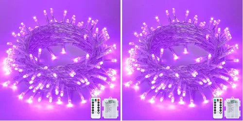 Miniatura 22 de JMEXSUSS Luces de Navidad multicolor que funcionan con pilas con 8 modos de control remoto, impermeables, 33 pies, 100 luces LED de Navidad