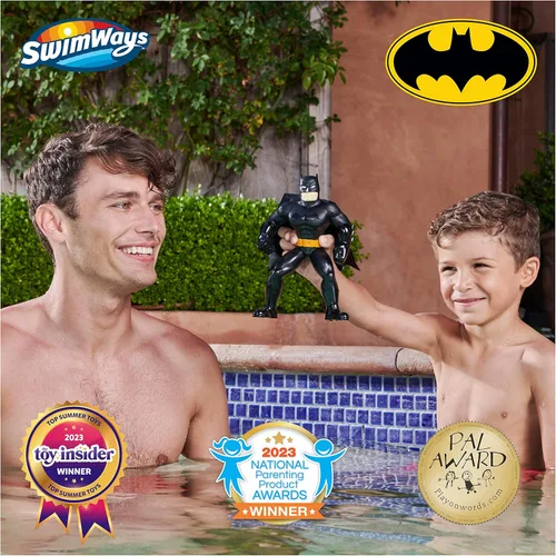 Miniatura 2 de SwimWays DC Batman - Figuras flotantes, accesorios de piscina y juguetes de piscina para niños, suministros de fiesta de Batman y juguetes acuáticos