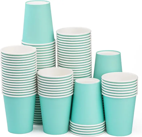Miniatura 8 de Vasos de papel de 8 onzas, paquete de 25 unidades, vasos de café de papel desechables, para bebidas calientes o frías, para Halloween, fiestas, Negro