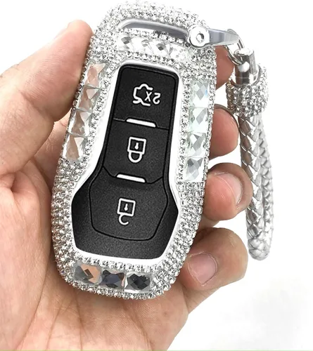 Miniatura 5 de Bling Bling - Funda de llavero con diamantes de cristal de lujo para Ford Fusion F-150 Edge Explorer Mustang Lincoln MKZ MKC 3/4/5 botones llave
