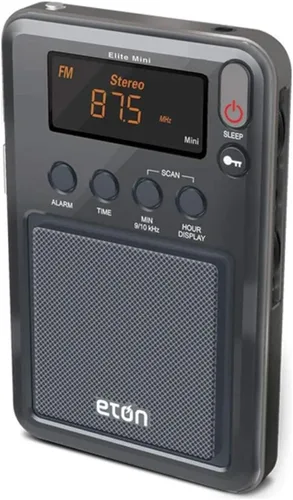 Miniatura 3 de Eton - Mini radio compacta Elite AM/FM/de onda corta, antena AM interna y antena telescópica FM/SW, reloj y alarma, temporizador de sueño, funda