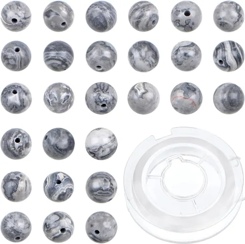 Miniatura 35 de Bymitel - Cuentas redondas de jade blanco natural de 5/32 de pulgada, 210 unidades de piedras preciosas auténticas para bricolaje y fabricación