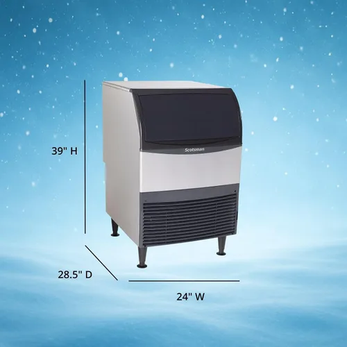 Miniatura 4 de Scotsman UN324A-1 Máquina para hacer hielo estilo nugget bajo encimera con contenedor, producción diaria de 340 lb, almacenamiento de 80 lb, acero