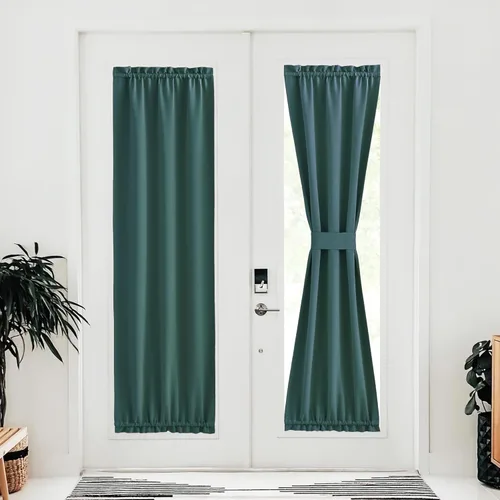 Miniatura 321 de NICETOWN Cortinas opacas unicolor con aislamiento térmico para puerta francesa, granja, oscurecimiento de habitación, puertas y ventanas de Marrón