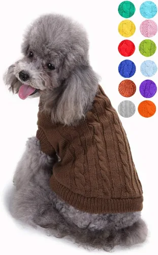 Miniatura 36 de Suéter para perro, cálido y suave, mediano (pecho 16-18 pulgadas), rosa, cuello alto clásico, lavable a máquina, invierno, unisex, sólido