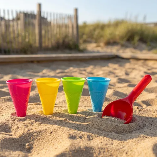 Miniatura 5 de Juego de 5 juguetes de arena de playa, juego de juguetes de playa de plástico, juego de moldes de helado de arena, juguetes de arena de helado