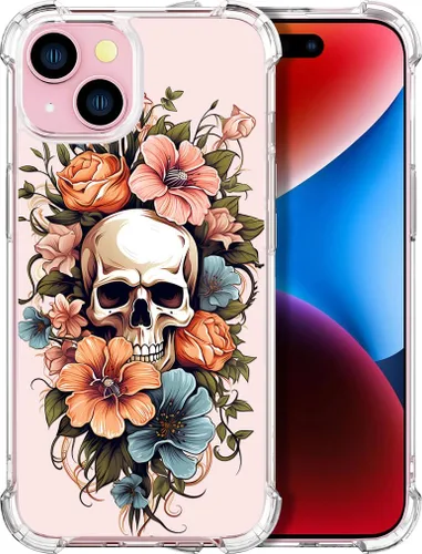 Miniatura 7 de Compatible con iPhone 14, funda transparente y bonita para mujeres y niñas, diseño floral, diseño floral femenino, funda para teléfono 14