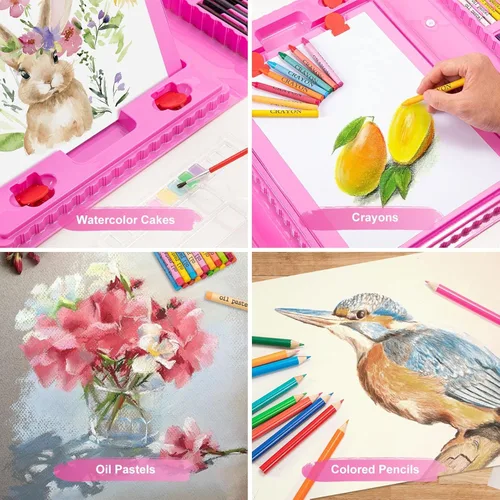 Miniatura 5 de Suministros de arte, paquete de 272 juegos de arte para niñas, niños, adolescentes, artistas, caja de arte de regalo de lujo con caballete triple
