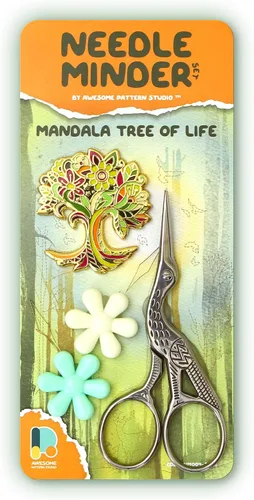 Miniatura 8 de Awesome Pattern Studio Needle Minder Set - Minder de aguja magnética del árbol de la vida + 2 pinzas de aguja. Pin esmaltado para punto de cruz