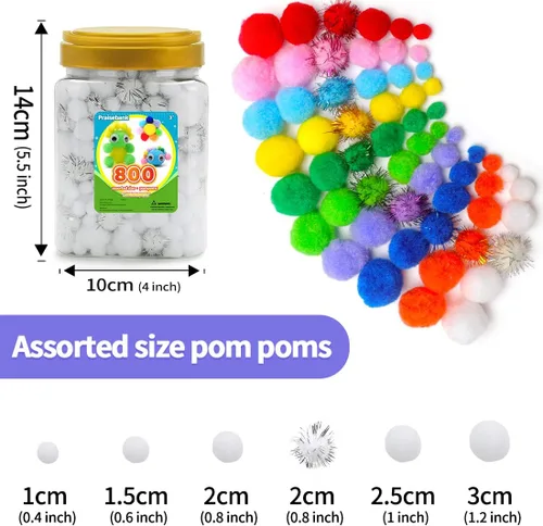 Miniatura 20 de Praisebank Pompones rojos, 90 unidades, 1.5 pulgadas, perfectos para artes y manualidades
