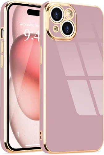Miniatura 104 de Lafunda Diseñada para iPhone 13 Pro, fundas lujosas con chapado lindo para mujeres y niñas, elegante borde dorado, a prueba de golpes, TPU con funda