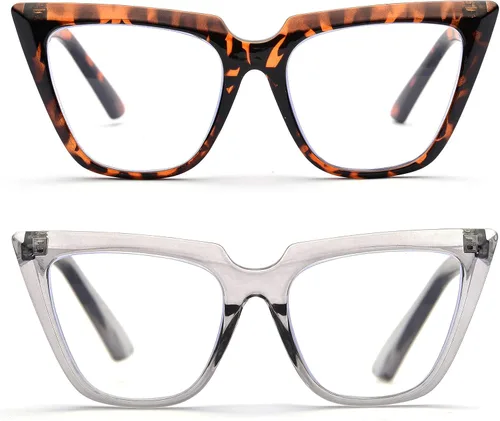 Miniatura 8 de ZUVGEES Gafas de lectura elegantes de gran tamaño con bloqueo de luz azul CatEye para mujer, marcos de anteojos grandes, lentes grandes, lectores