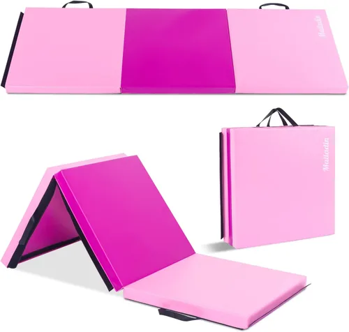 Miniatura 11 de Matladin - Alfombrilla plegable de tres pliegues de 6 pies para gimnasia, gimnasio, ejercicio, aeróbicos, alfombrillas de volteretas de 6 pies x 2
