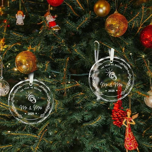 Miniatura 7 de Adorno de Navidad 2025, regalos de boda, adorno de boda de matrimonio de señor y señora 2025 – Regalo para nuevas parejas, novia, novio, despedida