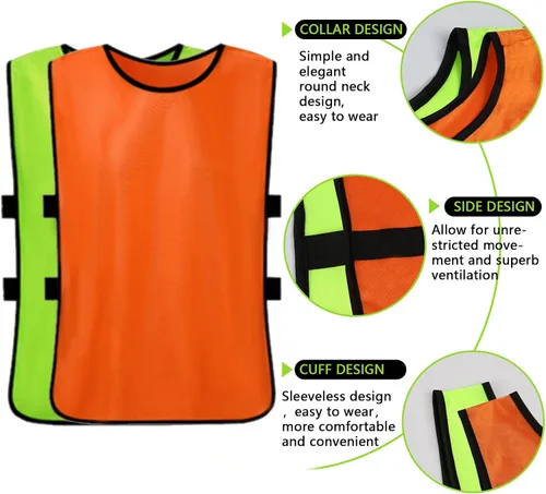 Miniatura 3 de brooman Scrimmage - Chaleco de entrenamiento para niños, jóvenes y adultos, camiseta de práctica de fútbol atlético (12 y 24 unidades)
