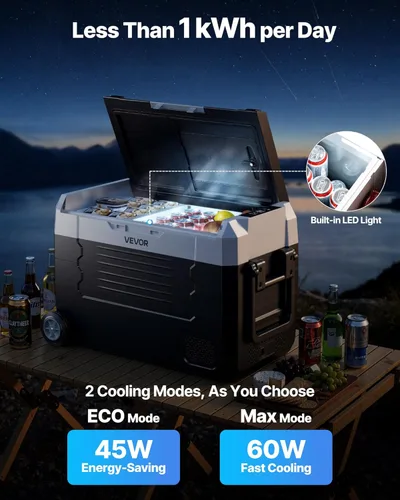 Miniatura 5 de VEVOR Refrigerador de automóvil, DC 12/24V AC100-240V, enfriador eléctrico de -4 °F a 68 °F con control de aplicación, ruedas y zona doble