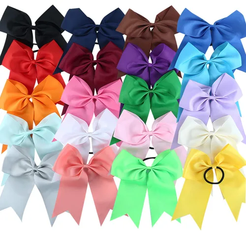 Miniatura 17 de 20 piezas lazos grandes de 8" para porristas para niñas, hechos a mano, cinta grosgrain, accesorios para el cabello para adolescentes, niñas