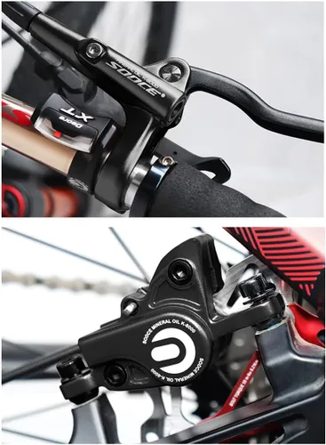 Miniatura 7 de Cyclon Juego de Frenos de Disco Hidráulicos MTB, Frenos Hidráulicos de Aleación de Aluminio Negro/Rojo para Bicicleta de Montaña, Freno Hidráulico