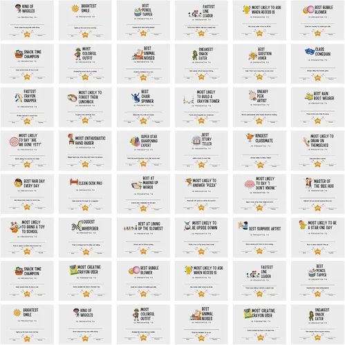 Motipuns 48 piezas de premios para estudiantes juguetones certificados de fin de año escolar elogiar premio de reconocimiento Certificado de logro
