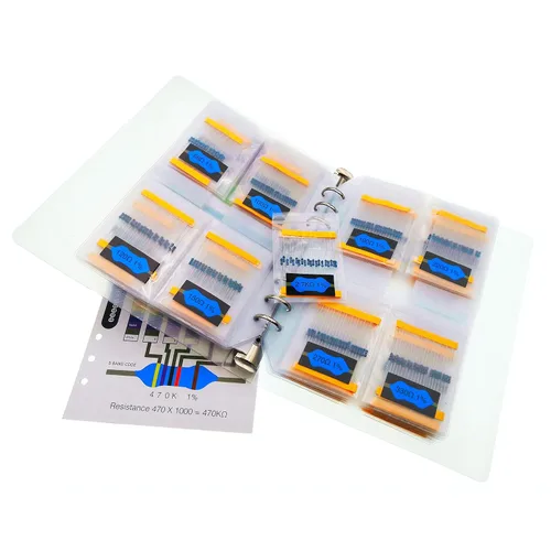 EEEEE 61 valores (paquete de 1095) 1% 0.25w Kit de libro de resistencias, 1Ω-10MΩ RoHS compatible para Arduino, Juego de resistencias surtidas,