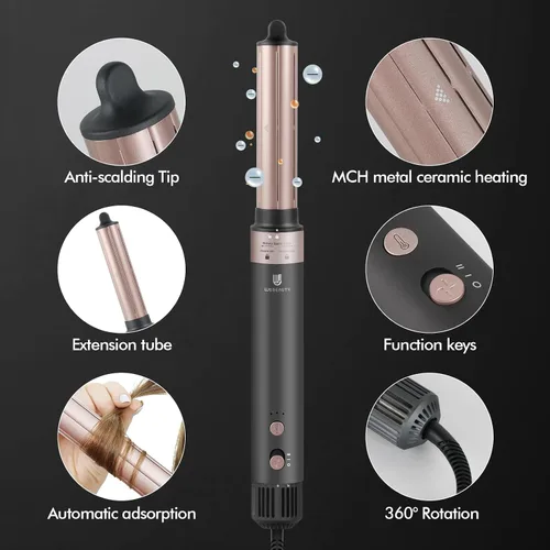 Miniatura 6 de Estilizador de aire caliente, cepillo secador de pelo con iones negativos, rizadores de cabello con enrollado automático y flujo de aire, moldeador