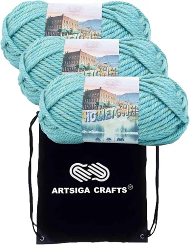 Miniatura 42 de Lion Brand Hometown New York White 135-100 (3 madejas - mismo lote de tinte) #6 S Bulky - Hila acrílica para crochet y tejer con bolsa para proyectos