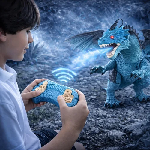 Miniatura 8 de Liberty Imports Juguete de Dragón con Control Remoto RC - Luz LED que Camina, Ruge y Rocía Humo, Mueve la Cabeza, Ojos que se Iluminan y Sonidos