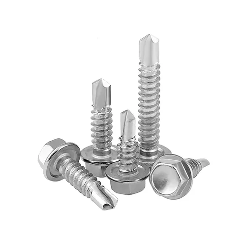 Miniatura 4 de Tornillos autorroscantes con cabeza hexagonal y arandela (Paquete de 100), tornillos Tek autorroscantes para chapa metálica, 410 de acero inoxidable