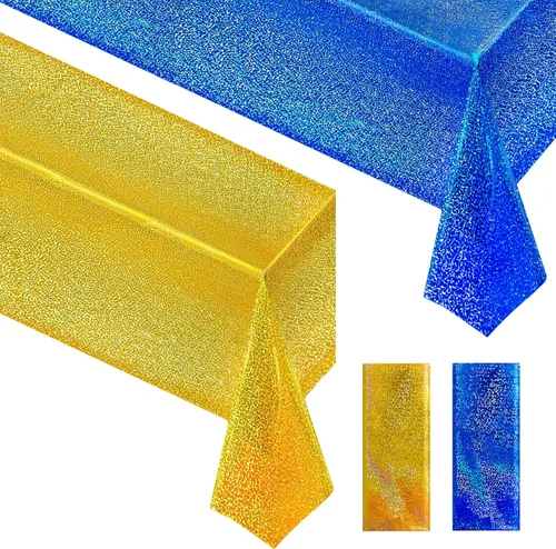 Miniatura 50 de Just Shimmer Mantel holográfico azul claro de 40" x 108" Decoración de fiesta rosa fuerte Día de San Valentín Fiesta de cumpleaños Decoración