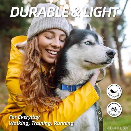 Miniatura 2 de Collar de perro acolchado suave, cuello de 16 a 25 pulgadas, collar ajustable resistente con logotipo reflectante 3M para perros medianos y grandes