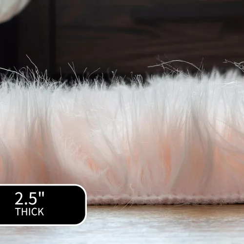 Miniatura 5 de Super Area Rugs - Alfombra de piel de oveja suave y esponjosa Rosa claro