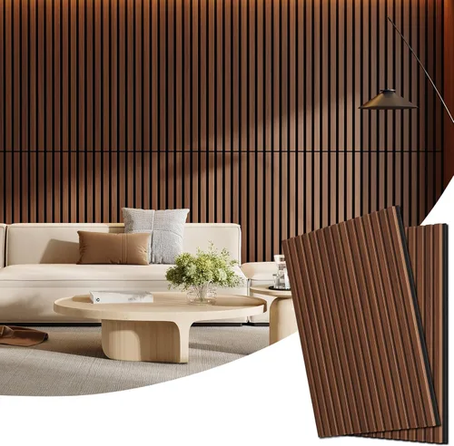Miniatura 13 de Paquete de 4 paneles de madera para pared, 94.4 x 12.8 pulgadas, paneles de pared de listones de madera acústica para decoración de interiores