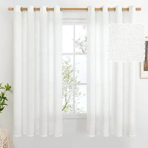 Miniatura 35 de BGment Cortinas de Lino Beige de 63 Pulgadas de Largo 2 Paneles - Tratamientos para Ventanas con Textura de Arpillera Filtrantes de Luz Cortinas