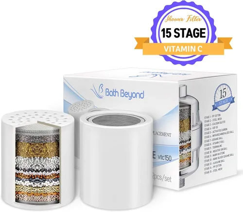 Miniatura 2 de Cartucho de repuesto de filtro de ducha de 15 etapas (paquete de 2) filtro de ducha con vitamina C para agua dura, filtro de agua de ducha que
