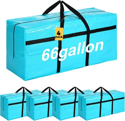 Miniatura 49 de 4 Piezas Bolsas de Mudanza Grandes con Cremallera y Asas Bolsas de Lona Tipo Duffle Plegables de Almacenamiento Extra Resistentes Extra Grandes