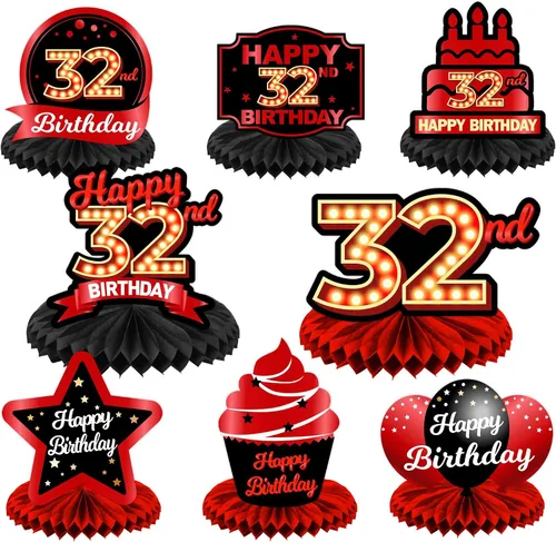 Miniatura 72 de Feliz Cumpleaños 15 Centros de Mesa de Panal Rojo y Negro Globos Decoración Temática de Mesa Decoraciones de Mesa Adornos de Mesa para Niñas Mujeres