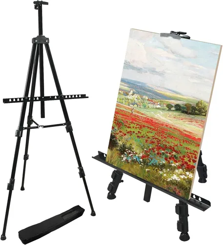 Miniatura 4 de RRFTOK Soporte de caballete de exhibición de pintura artística, caballetes ajustables portátiles de metal de 72 pulgadas para pintar lienzos de 22 a