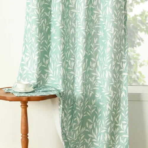 Miniatura 9 de VOGOL Cortinas de dormitorio con estampado de pájaros, paneles de ventana con ojales florales que oscurecen la habitación, cortinas de lino Morado