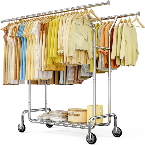 Miniatura 9 de Raybee Perchero de 74 pulgadas de ancho con carga de 630 libras, percheros para colgar ropa, perchero ajustable de alta resistencia, perchero