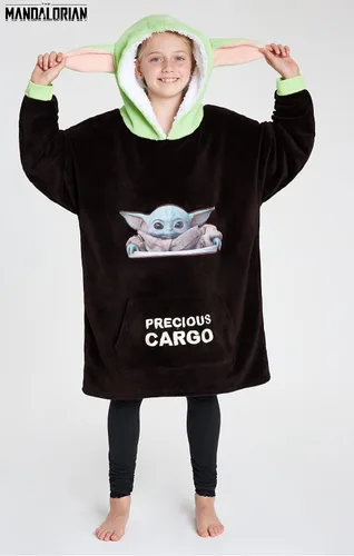 Miniatura 4 de Disney The Mandalorian - Manta con capucha para niños y adolescentes, manta de forro polar Baby Yoda Marrón/Verde