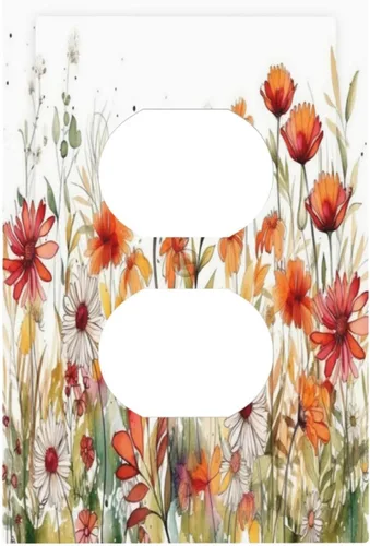 Miniatura 129 de Placa Cubierta de Interruptor de Luz de Palanca Individual con Diseño de Flor Botánica en Tablero de Madera Rústico Estilo Granja - Placa de Pared
