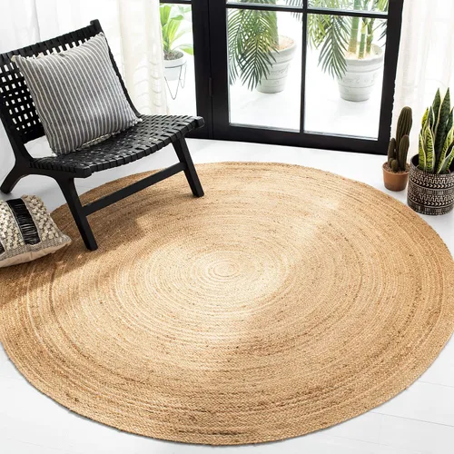 SAFAVIEH Alfombra de área de la colección Natural Fiber – Alfombra redonda de 3 pies, natural, hecha a mano de yute trenzado, ideal para zonas de