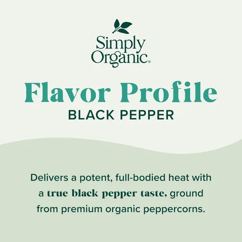 Miniatura 7 de Simply Organic Pimienta negra molida, tarro de 2.31 onzas, pimienta molida media, orgánica certificada, kosher, potente sabor a pimienta