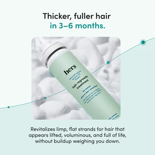 Miniatura 4 de Tratamiento para el crecimiento del cabello hers - Espuma tópica de minoxidil al 5% para mujeres - Fuerza extra - Apoya cabello más grueso