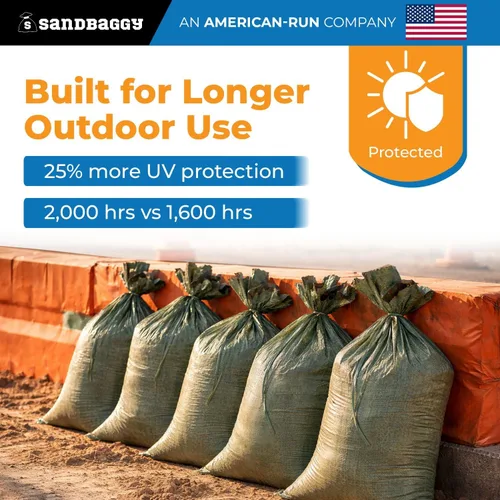 Miniatura 3 de Sandbaggy - Bolsas de arena vacías resistentes para inundaciones (14 x 26 pulgadas) - Bolsas de arena de polietileno - Barrera contra inundaciones