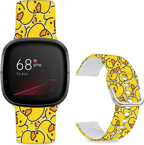 Miniatura 15 de Correas de reloj de dibujos animados con estampado floral compatibles con Fitbit Versa 4/Versa 3/Fitbit Sense 2/Sense Band de silicona suave