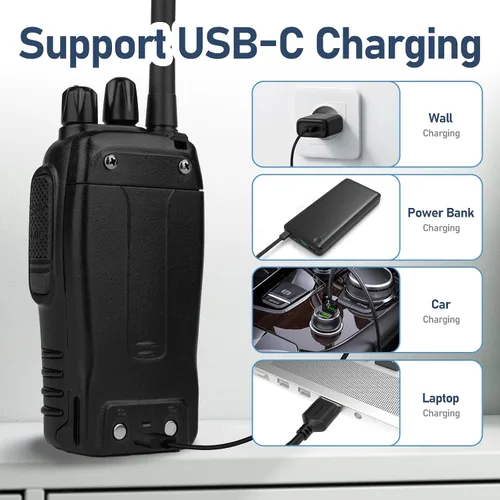 Miniatura 5 de BAOFENG Walkie Talkies para adultos 888S - Radios bidireccionales recargables de largo alcance con auriculares, radio FRS portátil de mano